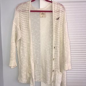 Hollister White Cardigan size L